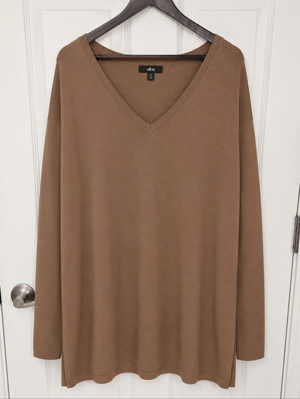 Ellos Brown Cotton Wool Blend Long Line Sweater Sz 4X